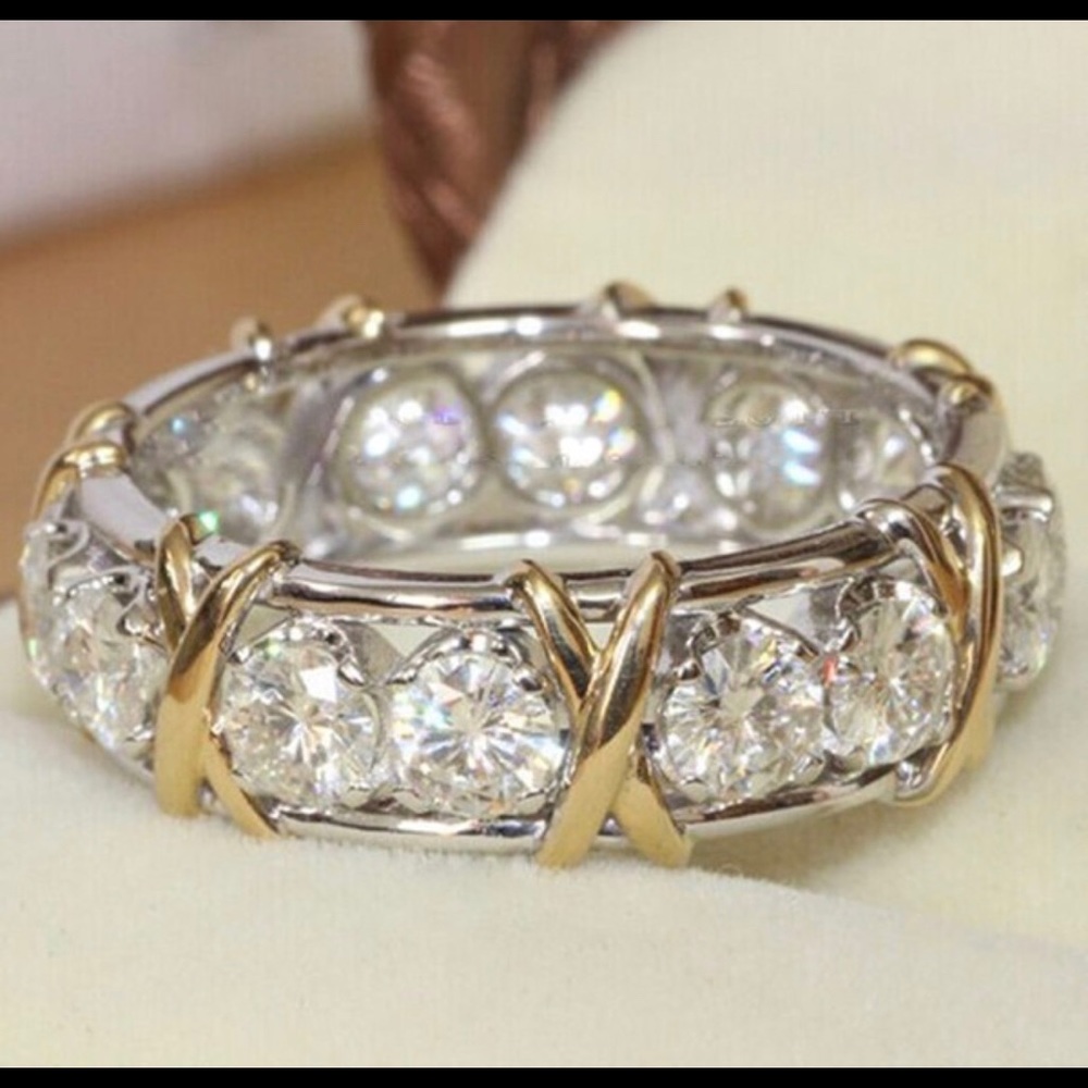 925 Silver Natural Gemstones White Sapphires Ring